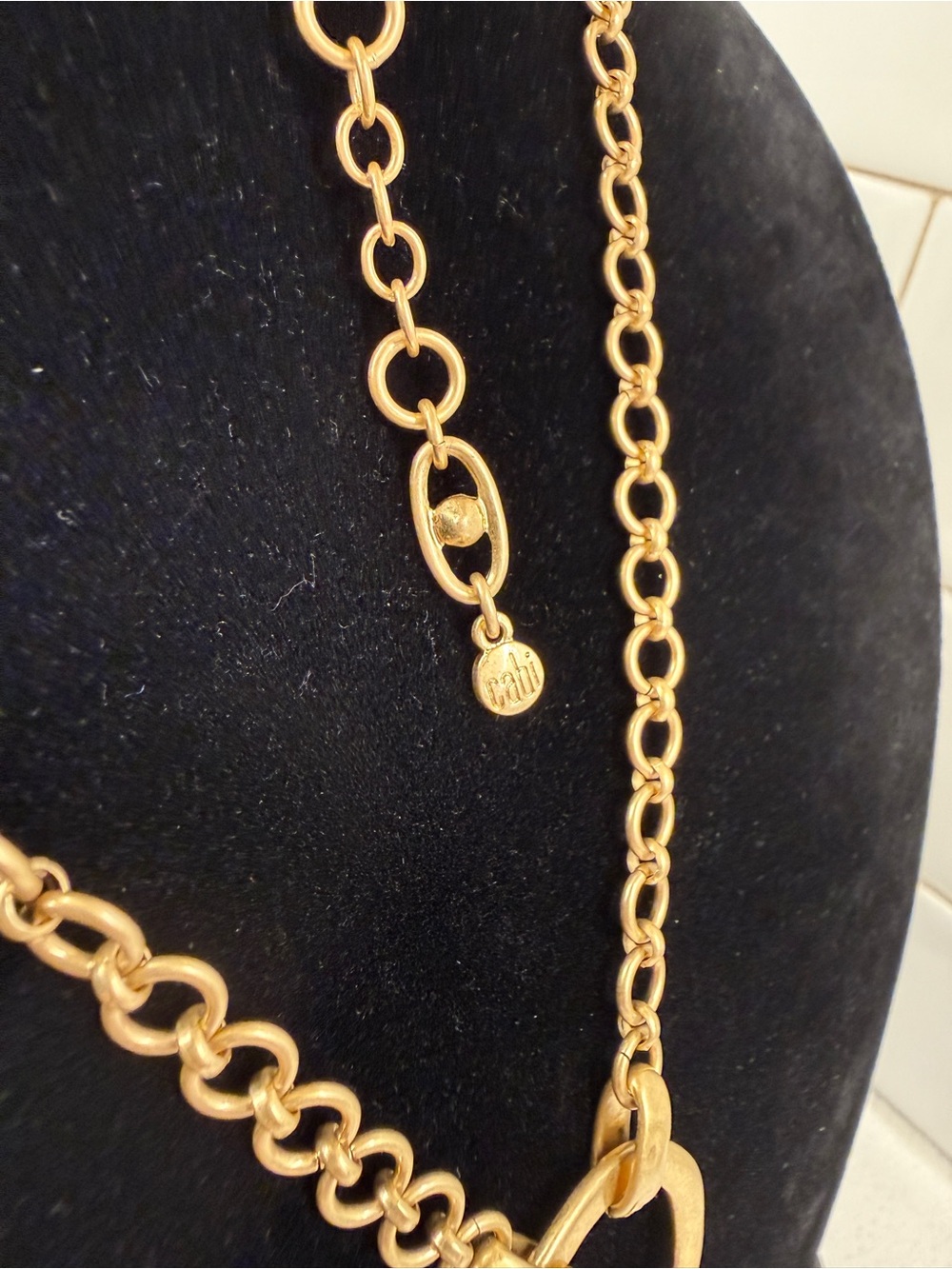 CAbi Gold Tone Double Circle Pendant Long Statement Necklace - Picture 5 of 5
